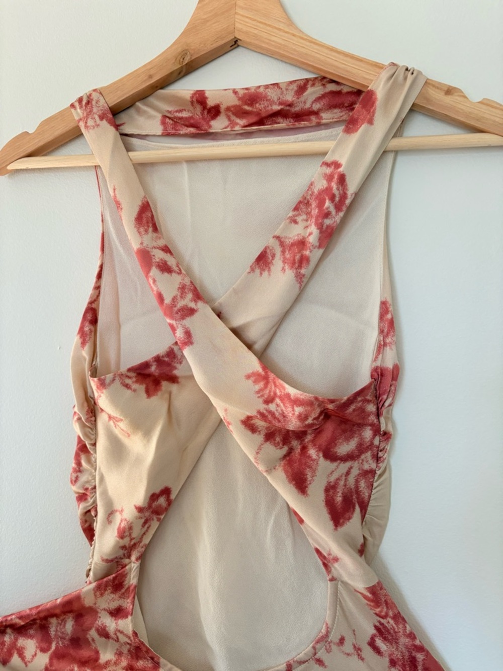 Reformation Anaiis Long Silk Dress Cameo Rose Pink Cream Floral | US 0 UK 4 - Picture 11 of 14